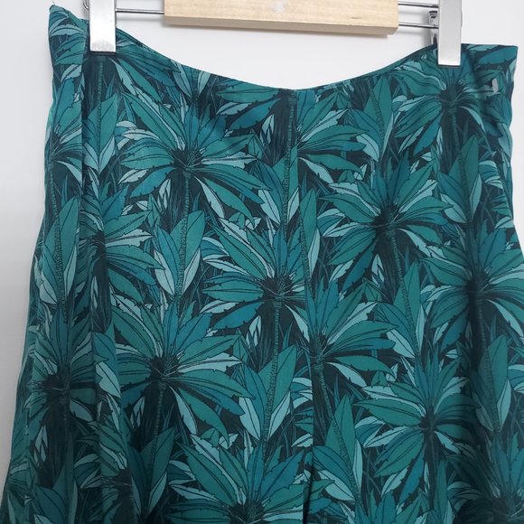 Tropical Wide Leg Pants Culottes Capris Cropped Palazzo Pants Leafy Airy Soft L - Picture 4 of 6